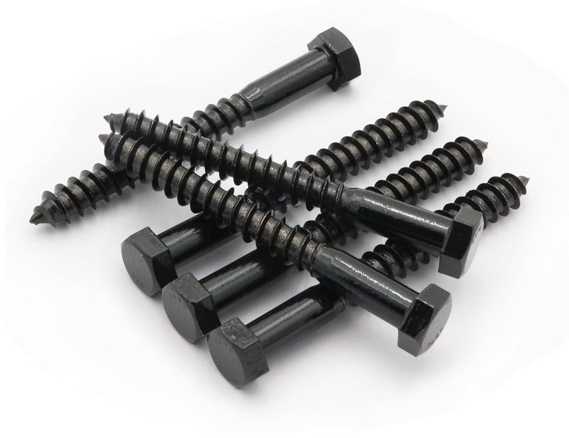 LBY 6pcs Lag Screws, 3/8" x 3-1/2" Hex Head Lag Screws Bolts (with Washers), Heavy-Duty Wood Screws for Decking & Structural Fastening, 304 Stainless Steel, (Black) - Image 4